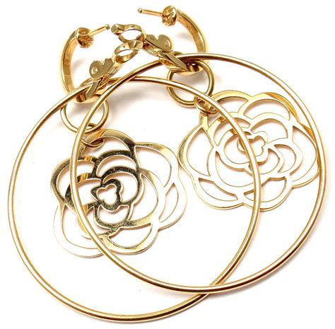 chanel camellia hoop earrings|large chanel cc earrings.